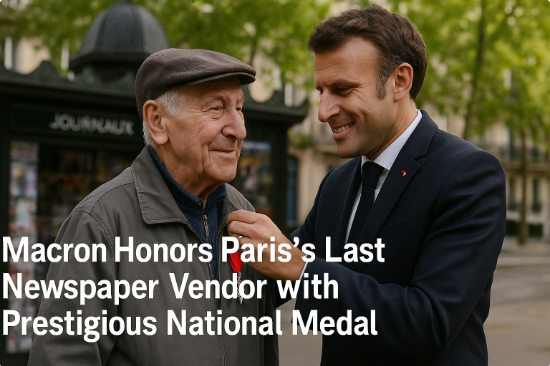 Macron honra al último vendedor de periódicos de París con una prestigiosa medalla nacional